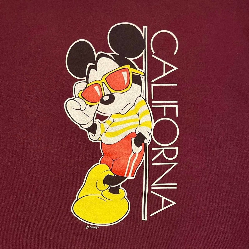 VTG 90s Mickey Mouse California crewneck sweatshirt Disney Unltd Boxy fit Size L - Picture 3 of 5